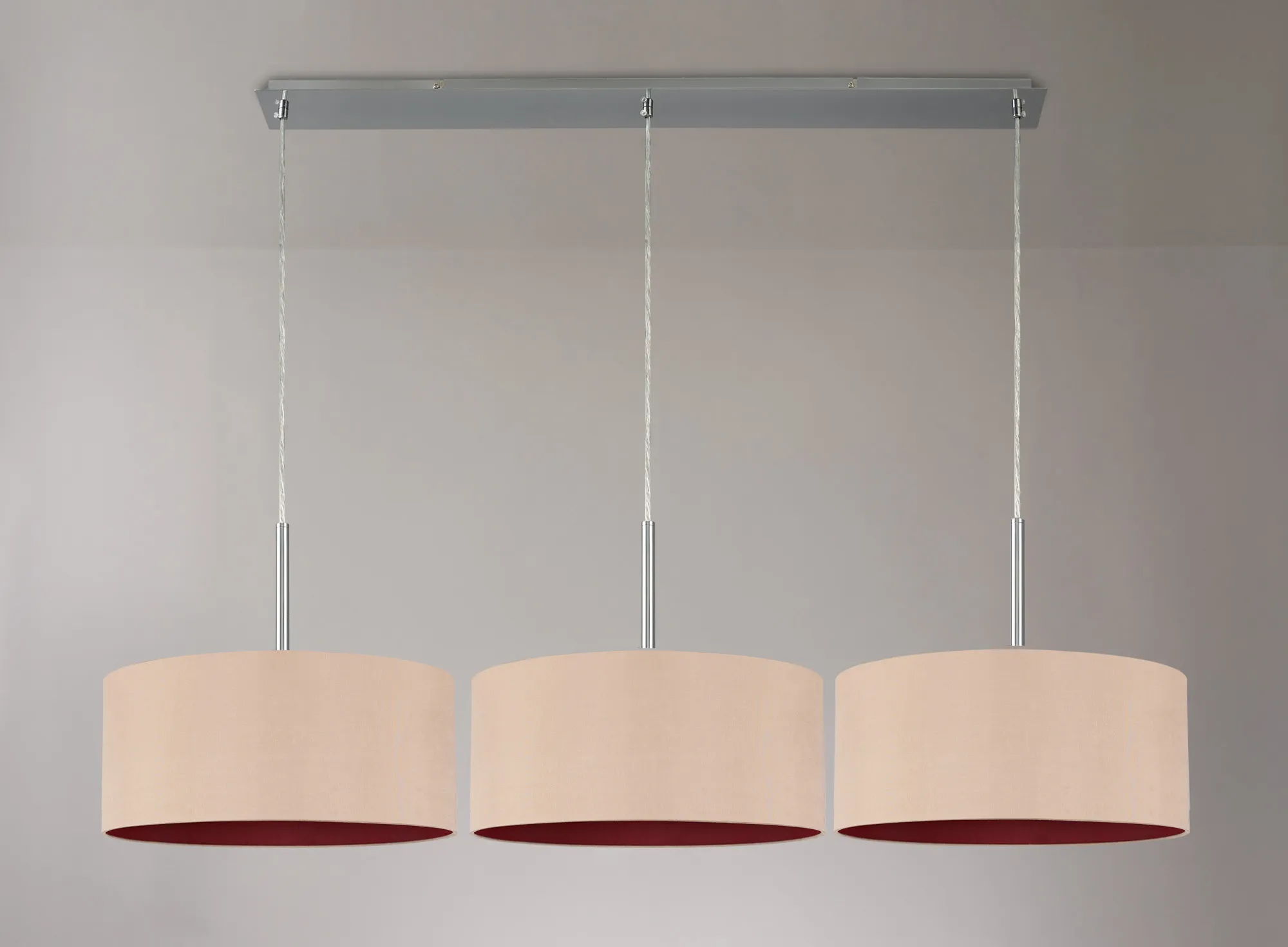 Baymont 40cm Shade 3 Light Pendant Polished Chrome, Antique Gold/Ruby DK0566  Deco Baymont CH AG